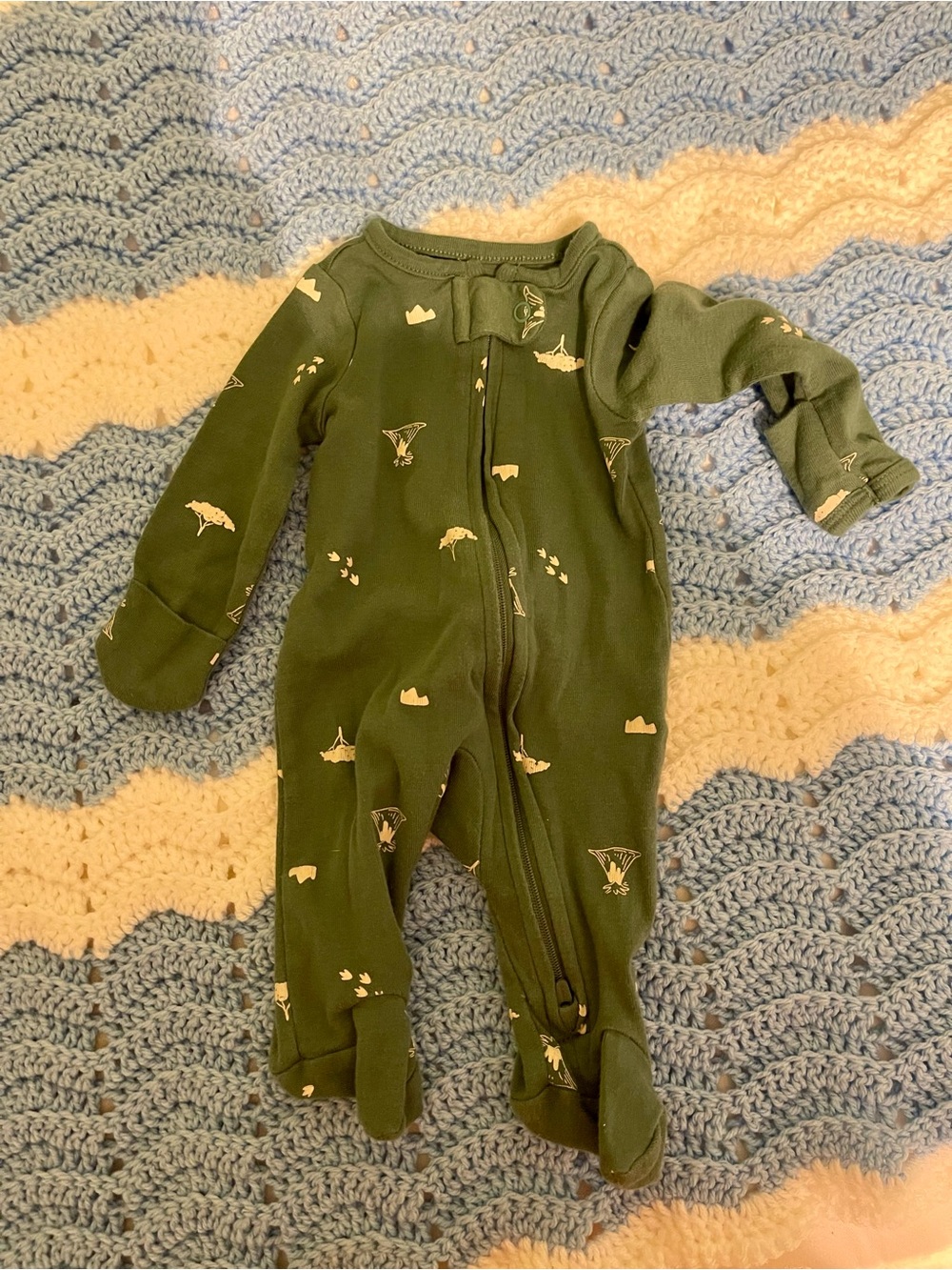 Baby Footed One-Piece Pajamas in Olive Green